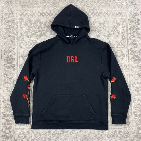 DGK Hoodie Floral Jason Vorhees Mask Ruthless Black Rose Pullover Size XL - Picture 2 of 6